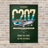 Thumbnail for Cessna T207A Stationair 8 vertical canvas print - framed - dark green background