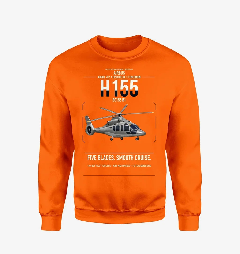 Airbus H155 EC155 B1 design on orange sweatshirt