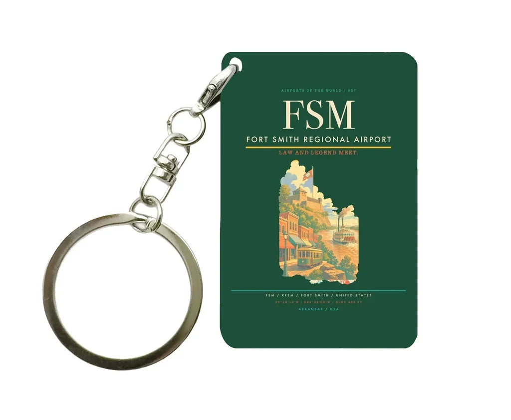 Fort Smith Regional Airport (FSM) design on dark green key chain