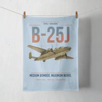 Thumbnail for B-25J Mitchell design on light blue towel