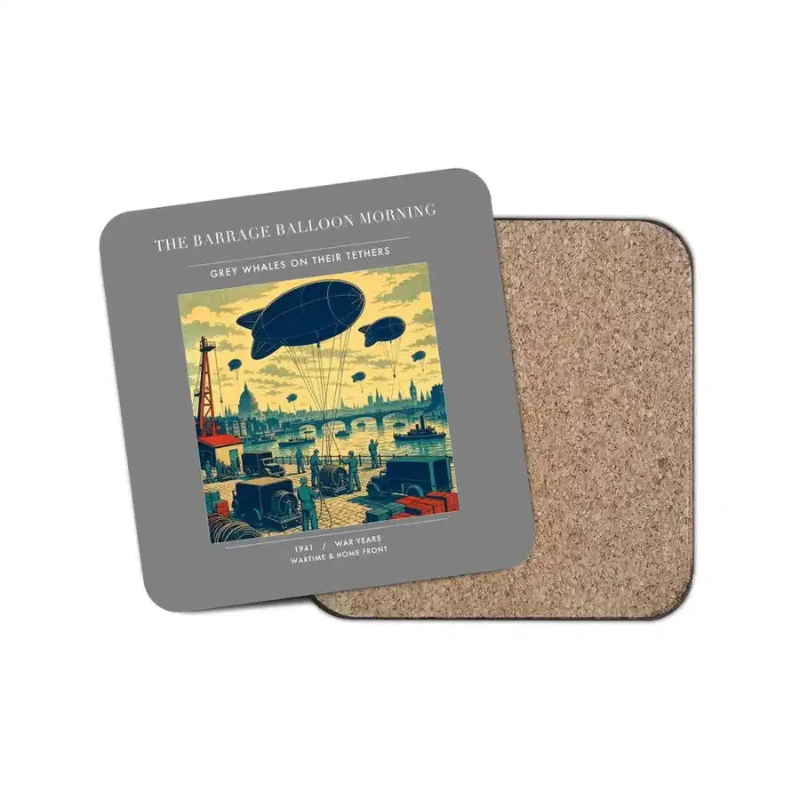 The Barrage Balloon Morning - Designed Coasters design on gray 1-piece