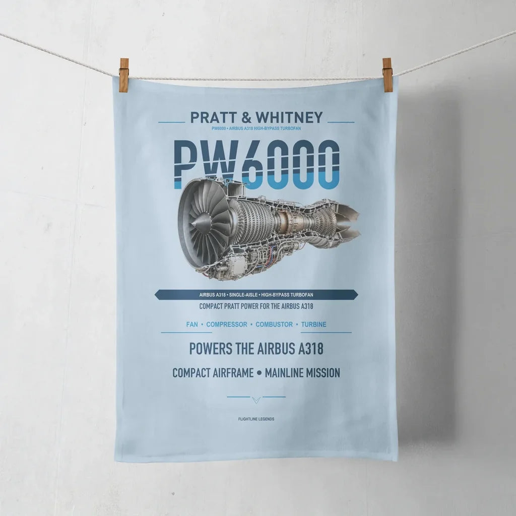 PW6000 design on light blue towel