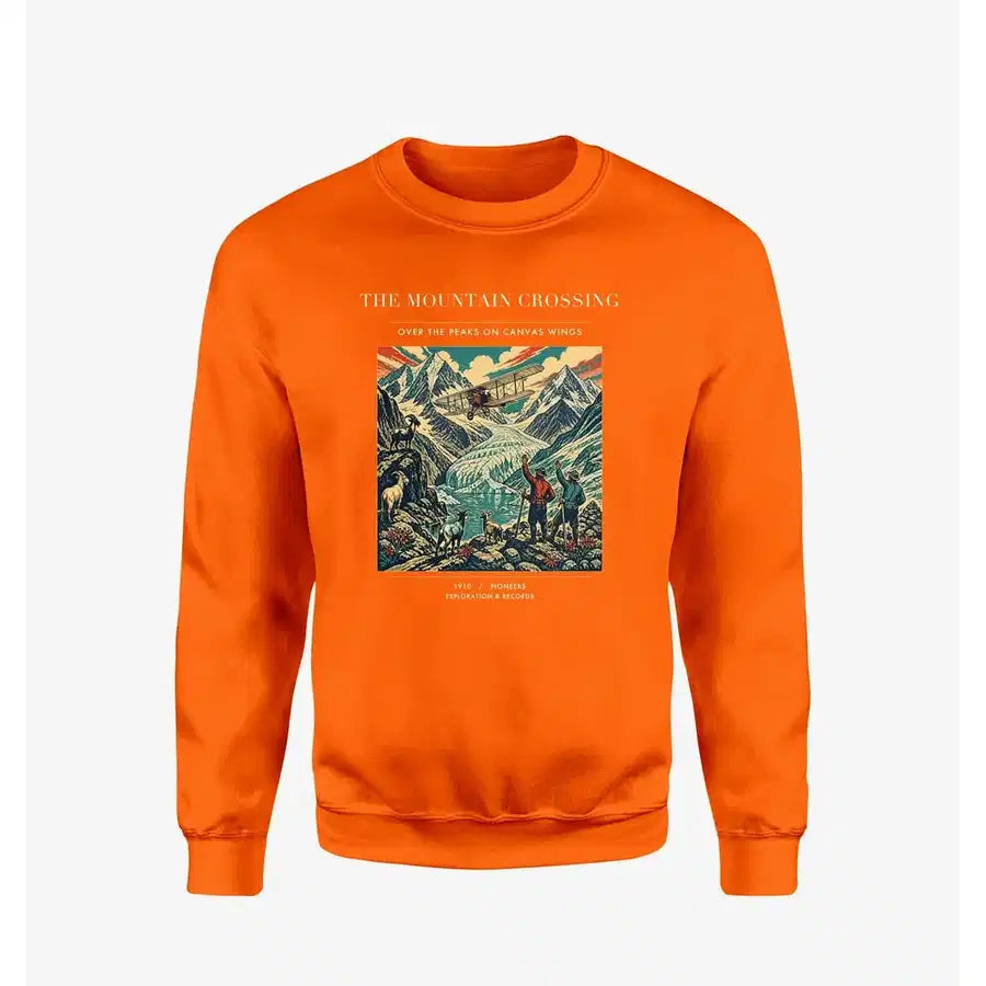 VINTAGE G4006 - The Mountain Crossing - Designed Sweatshirts design on orange