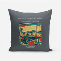Thumbnail for VINTAGE G4247 - The Soda Fountain Airport - Designed Pillows design on gray