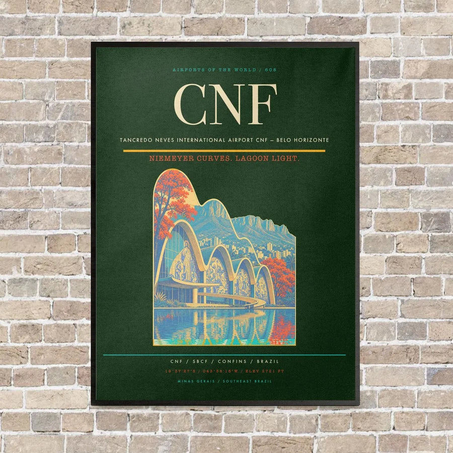 Tancredo Neves International Airport CNF — Belo Horizonte vertical canvas print - framed - dark green background
