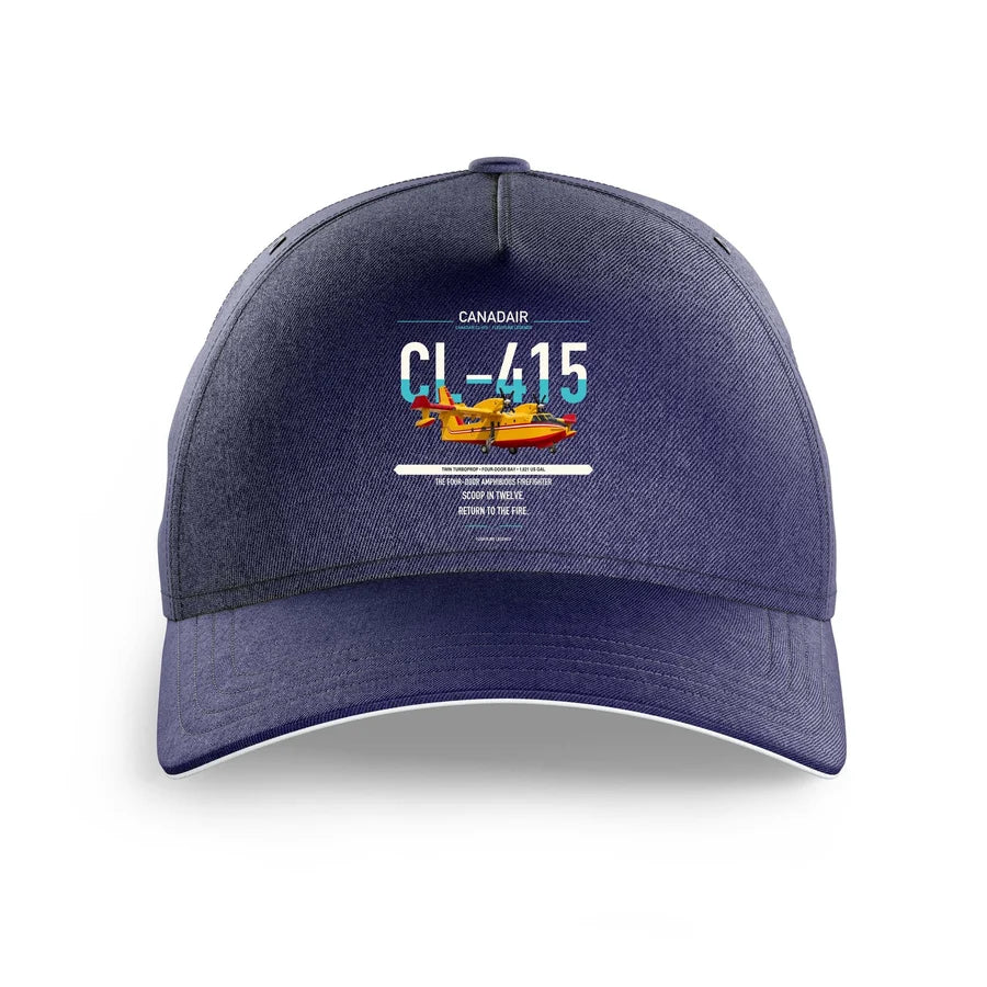 Canadair CL-415 design on dark blue printed hat