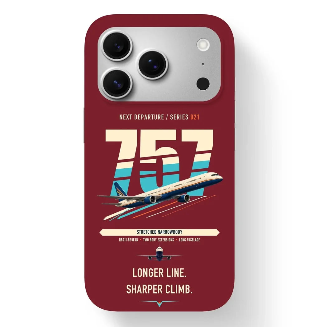 Boeing 757-300 design on dark red magsafe iphone case