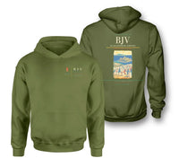 Thumbnail for Milas-Bodrum Airport (BJV) design on green army double-side hoodie