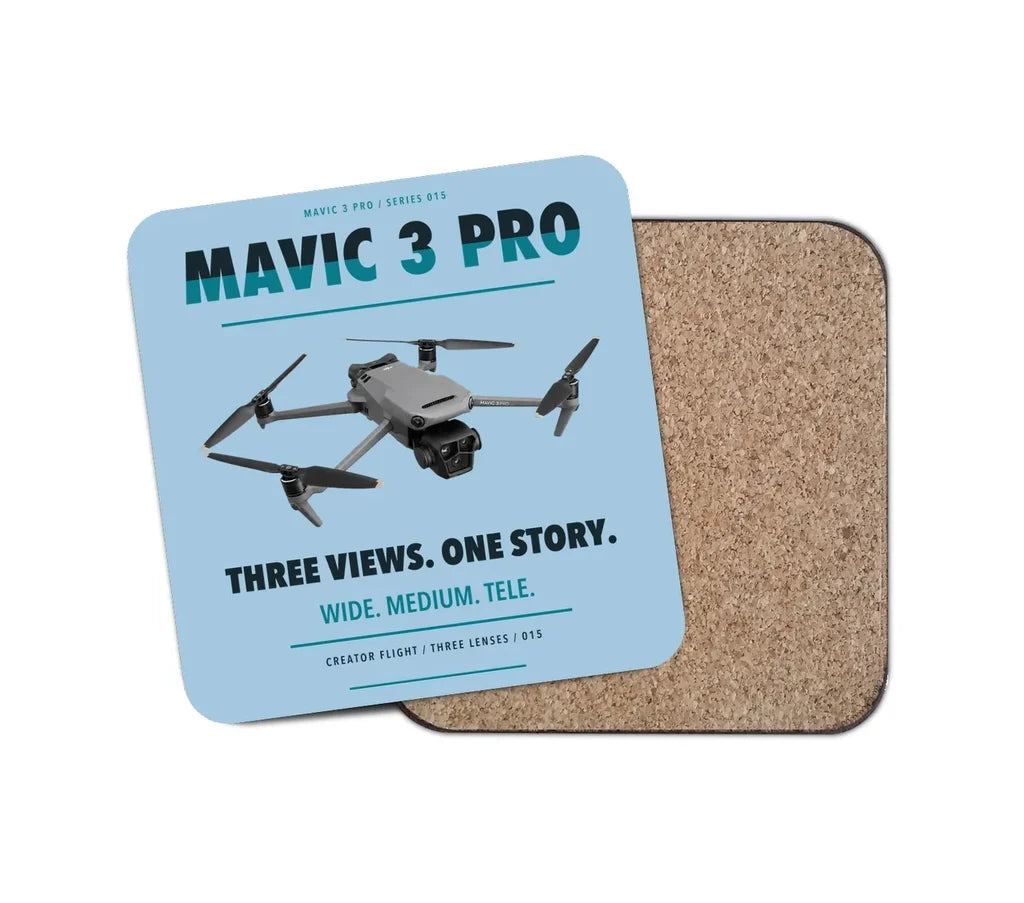 DJI Mavic 3 Pro design on light blue 1 piece coaster