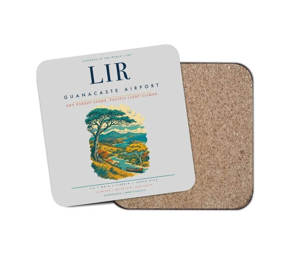 Guanacaste Airport (LIR) design on light gray 1 piece coaster