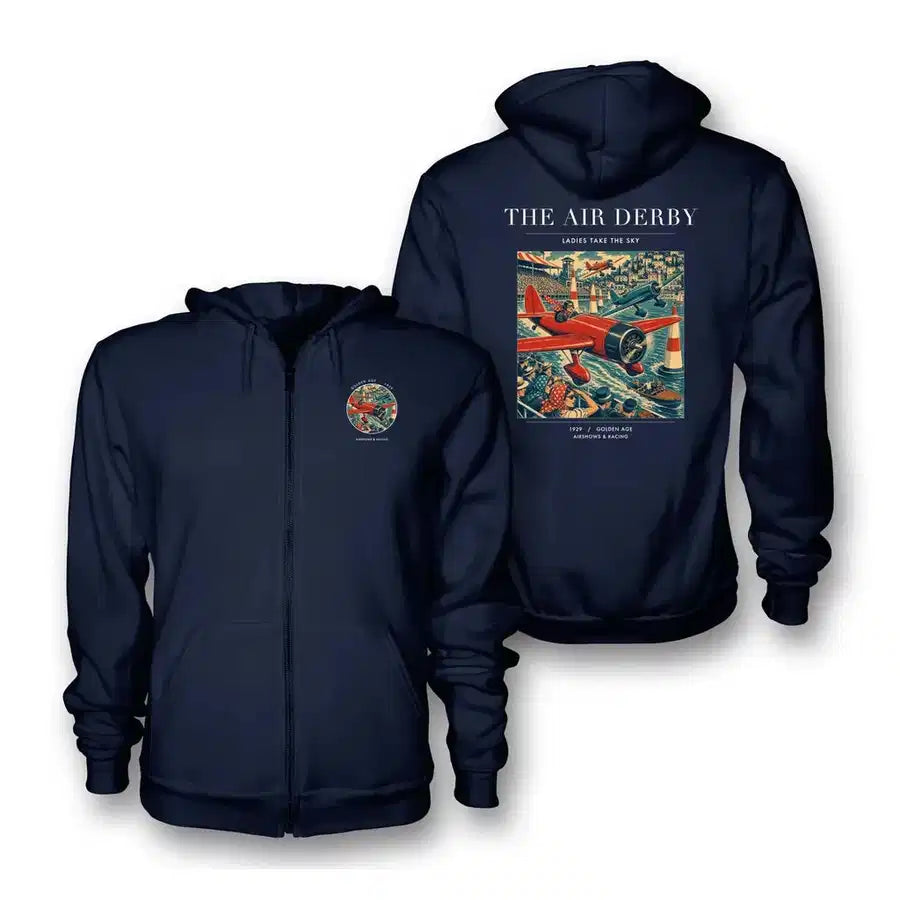 VINTAGE G4025 - The Air Derby - Premium Zipped Hoodie design on navyblue