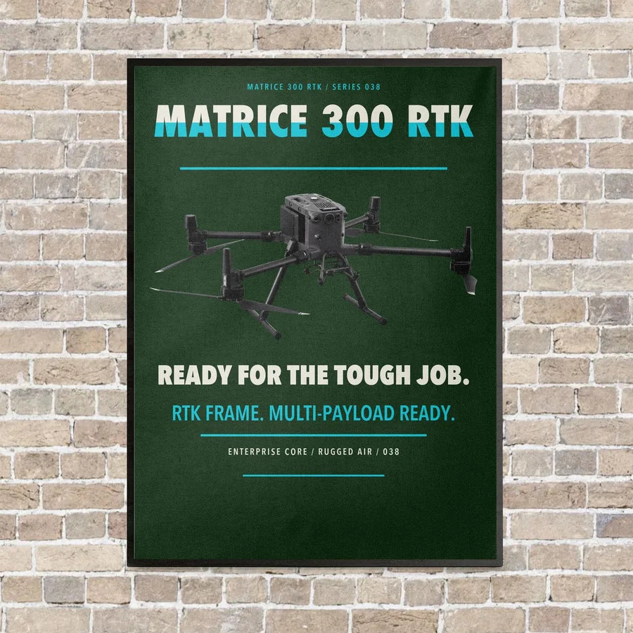 DJI Matrice 300 RTK vertical canvas print - framed - dark green background