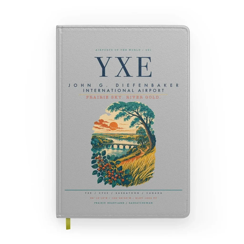 Saskatoon John G. Diefenbaker International Airport (YXE) design on light gray notebook