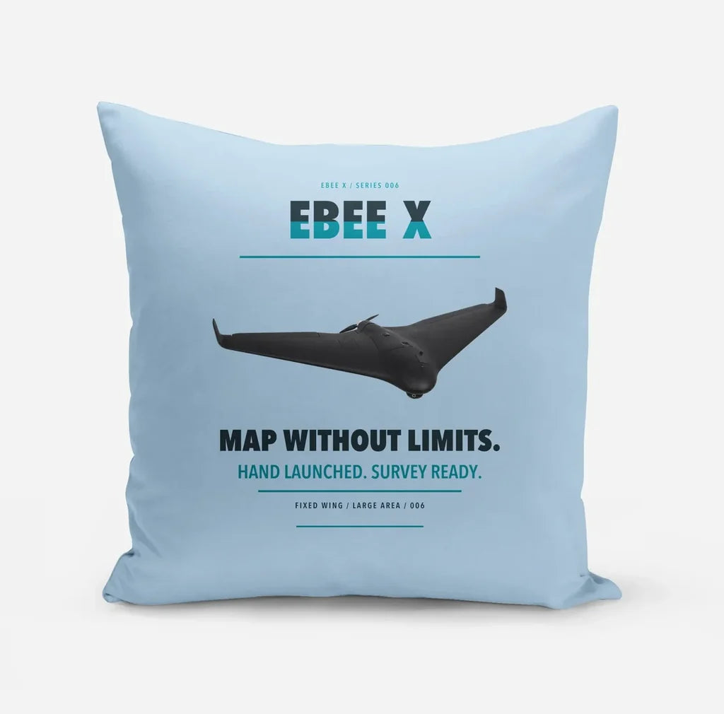 AgEagle eBee X design on light blue pillow