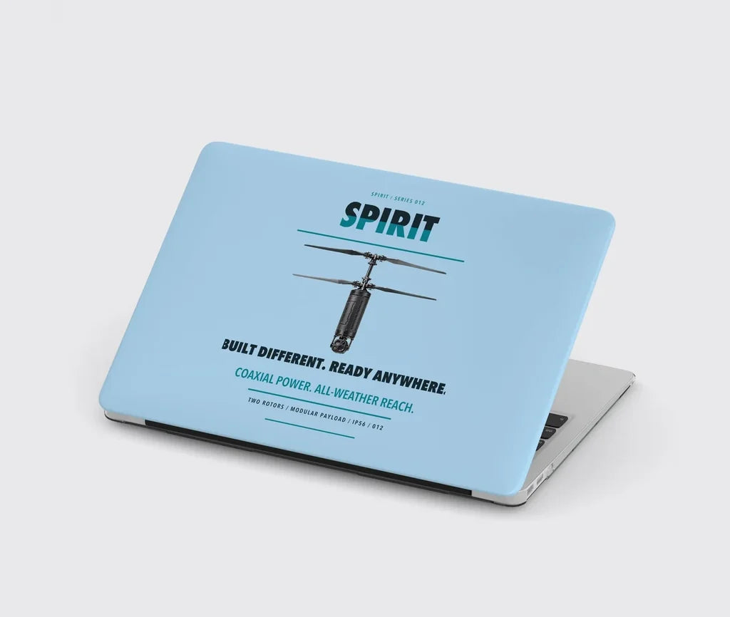 Ascent AeroSystems Spirit design on light blue MacBook case