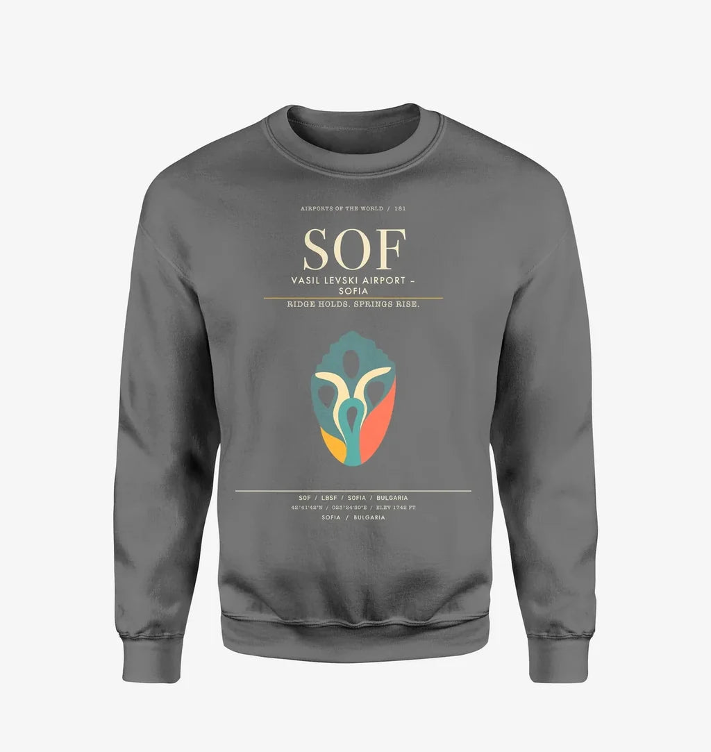 Vasil Levski Airport Sofia SOF Sweatshirt - Gray