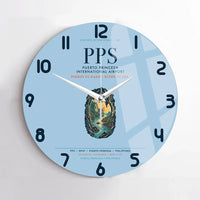 Thumbnail for Puerto Princesa International Airport (PPS) design on light blue no frame wall clock