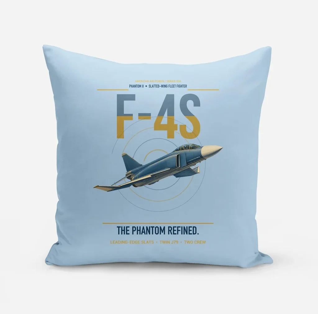 F-4S Phantom II design on light blue pillow