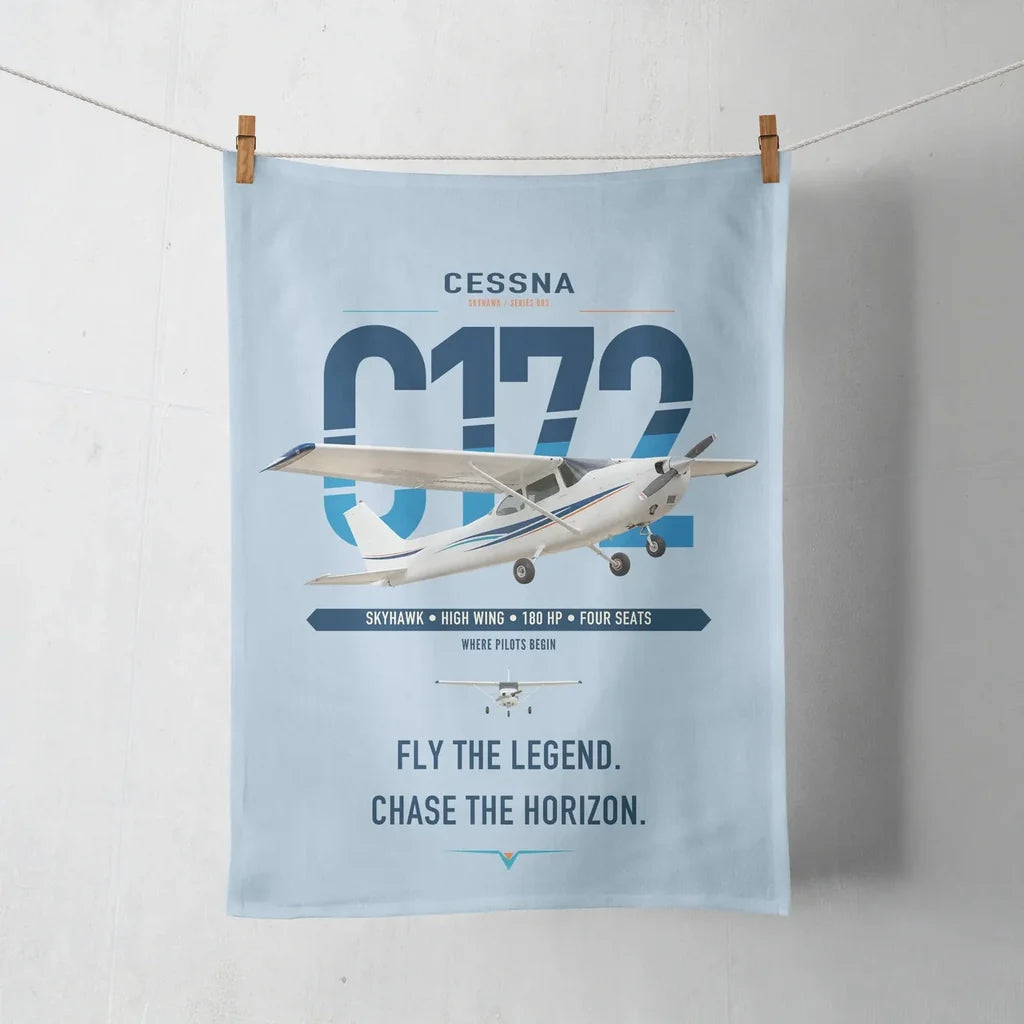 Cessna 172 Skyhawk design on light blue towel