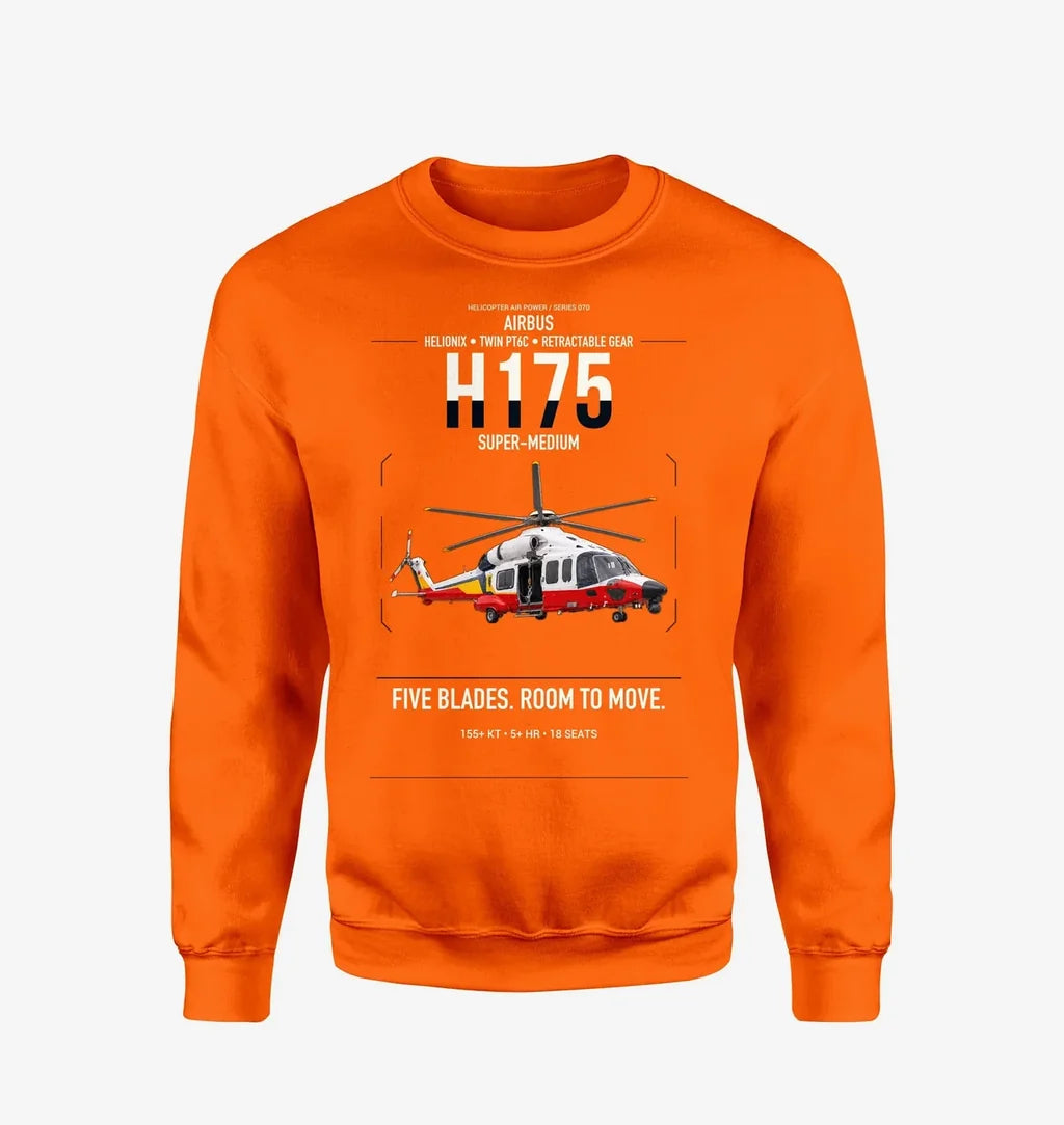Airbus H175 design on orange sweatshirt