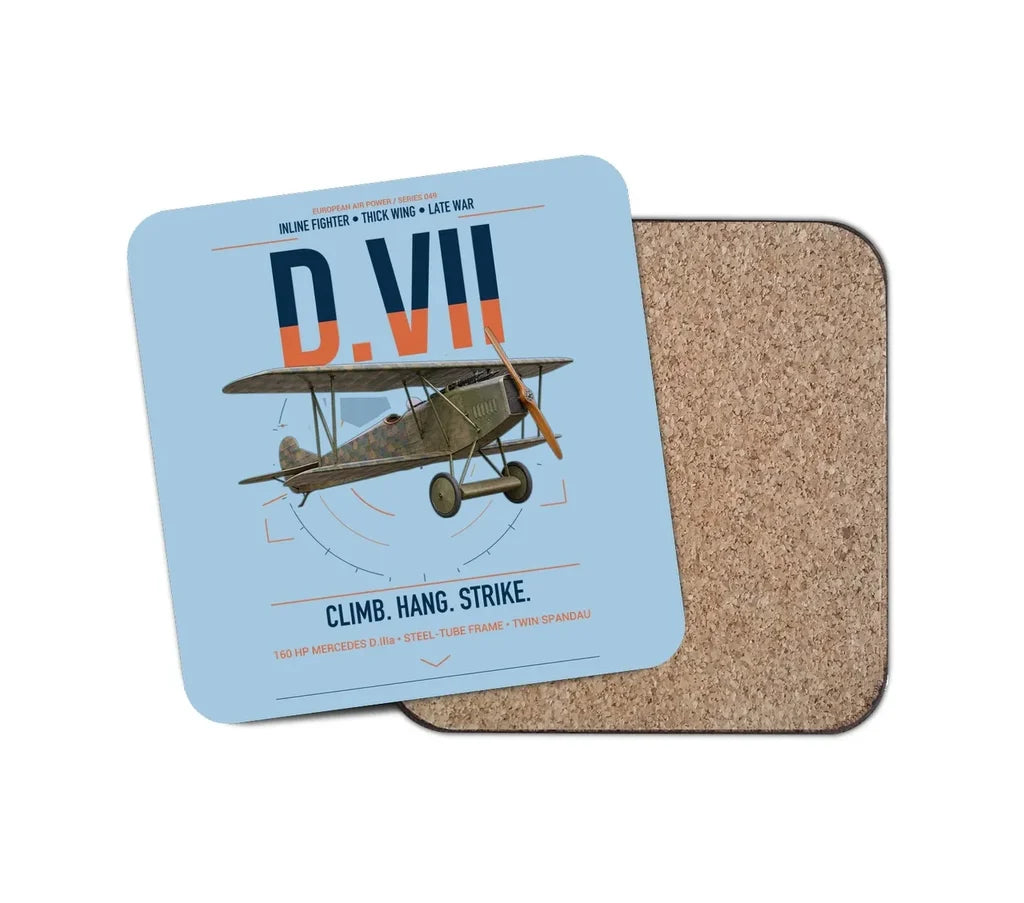 Fokker D.VII design on light blue 1 piece coaster