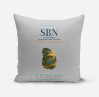 Thumbnail for South Bend International Airport (SBN) design on light gray pillow
