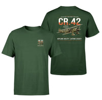 Thumbnail for Fiat CR.42 Falco design on dark green t-shirt, double-side print