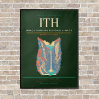 Thumbnail for Ithaca Tompkins Regional Airport ITH vertical canvas print - framed - dark green background