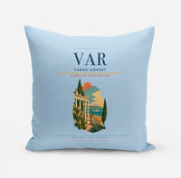 Thumbnail for Varna Airport (VAR) design on light blue pillow