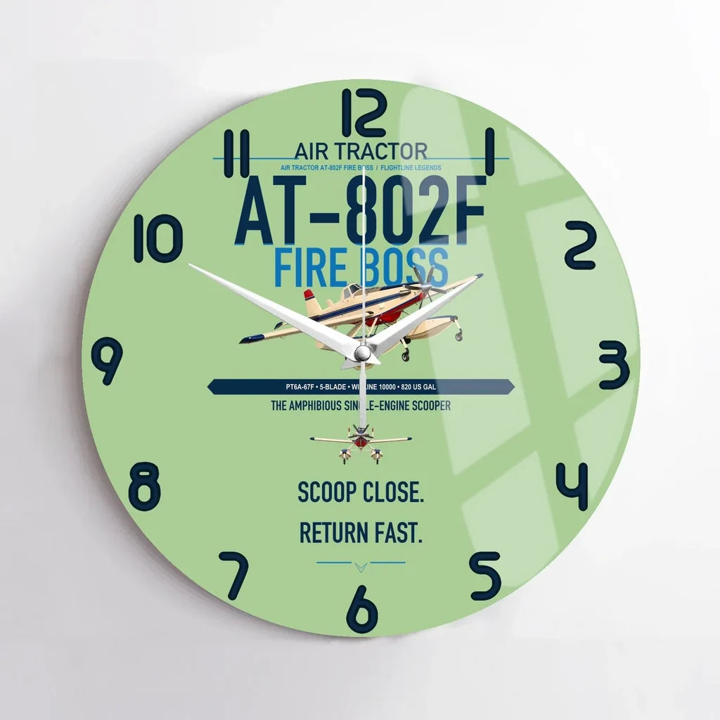 Air Tractor AT-802F Fire Boss design on light green no frame wall clock