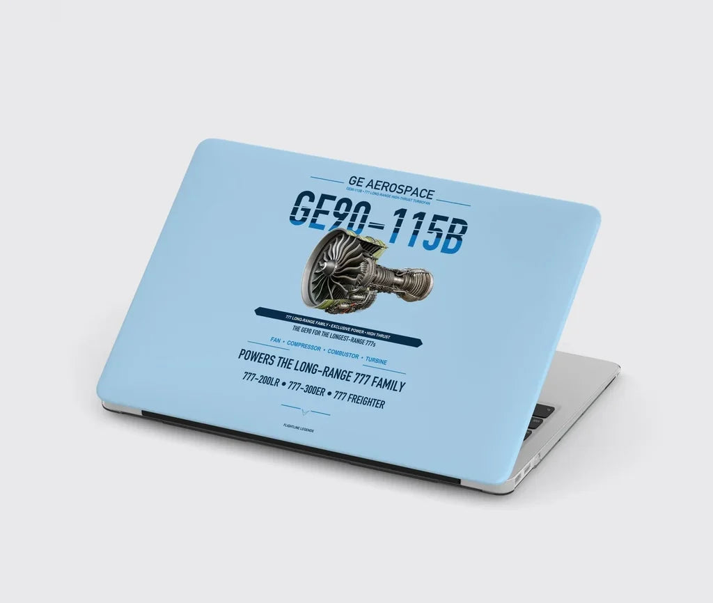 GE90-115B design on light blue MacBook case