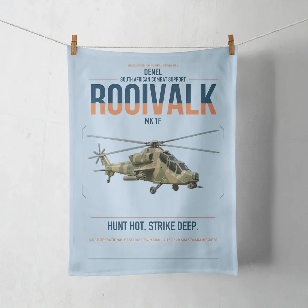 Denel Rooivalk Mk 1F design on light blue towel