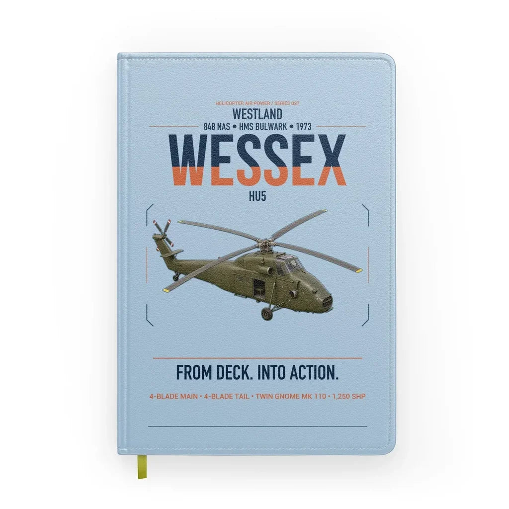 Westland Wessex HU5 design on light blue notebook