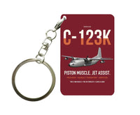 Thumbnail for C-123K Provider design on dark red designed key chain, double-side print