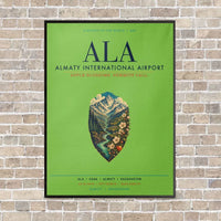 Thumbnail for Almaty International Airport ALA vertical canvas print - framed - light green background