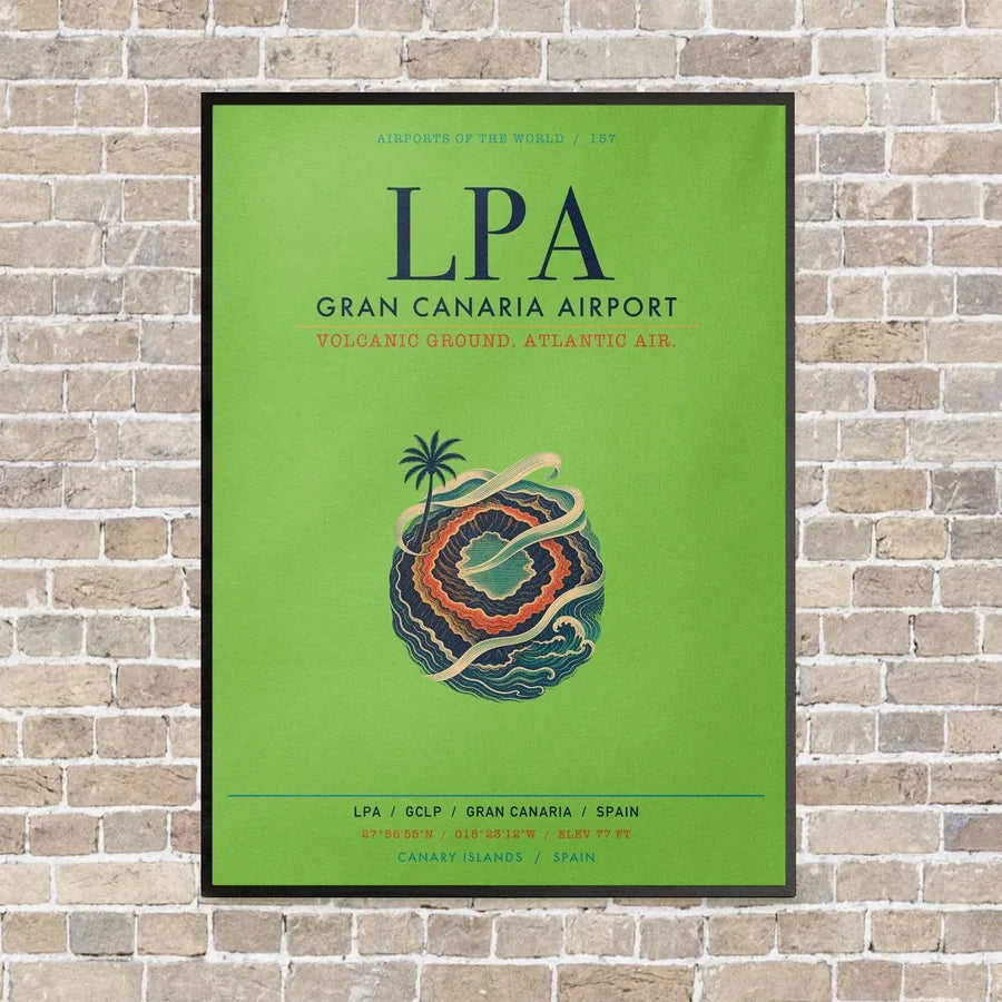 Gran Canaria Airport LPA vertical canvas print - framed - light green background