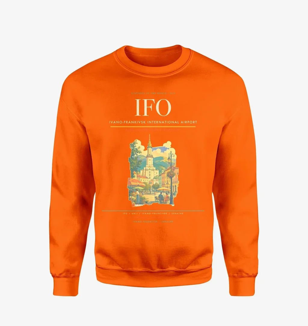 Ivano-Frankivsk International Airport (IFO) design on orange sweatshirt
