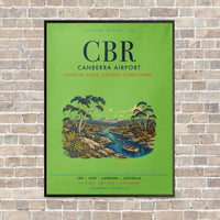 Thumbnail for Canberra Airport CBR vertical canvas print - framed - light green background