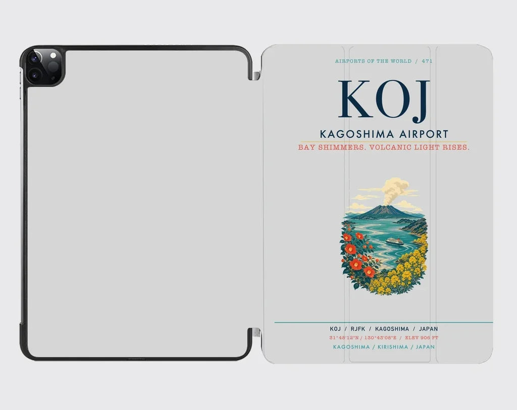 Kagoshima Airport (KOJ) design on light gray ipad tablet case