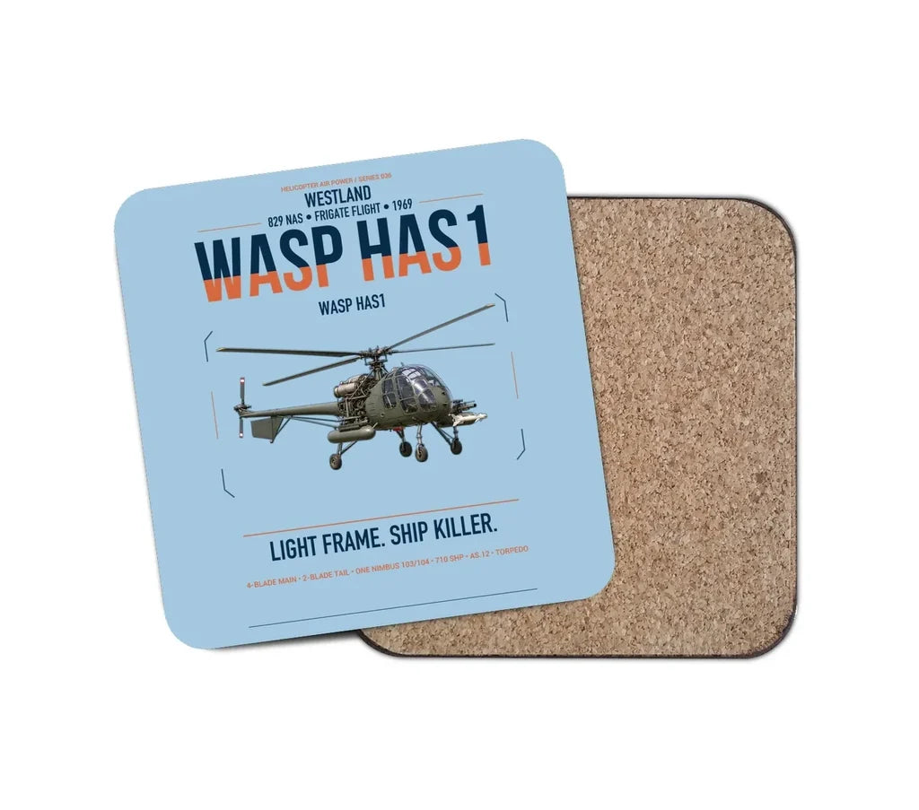Westland Wasp HAS1 design on light blue 1 piece coaster