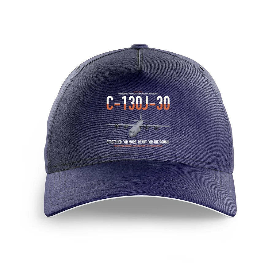 C-130J-30 Super Hercules design on dark blue printed hat