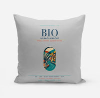 Thumbnail for Bilbao Airport (BIO) design on light gray pillow