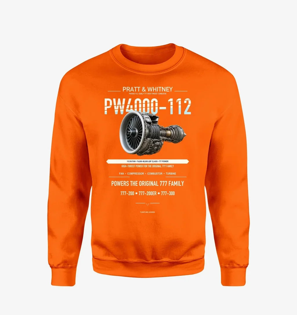 PW4000-112 design on orange sweatshirt