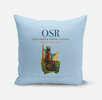 Thumbnail for Leoš Janáček Airport Ostrava (OSR) design on light blue pillow