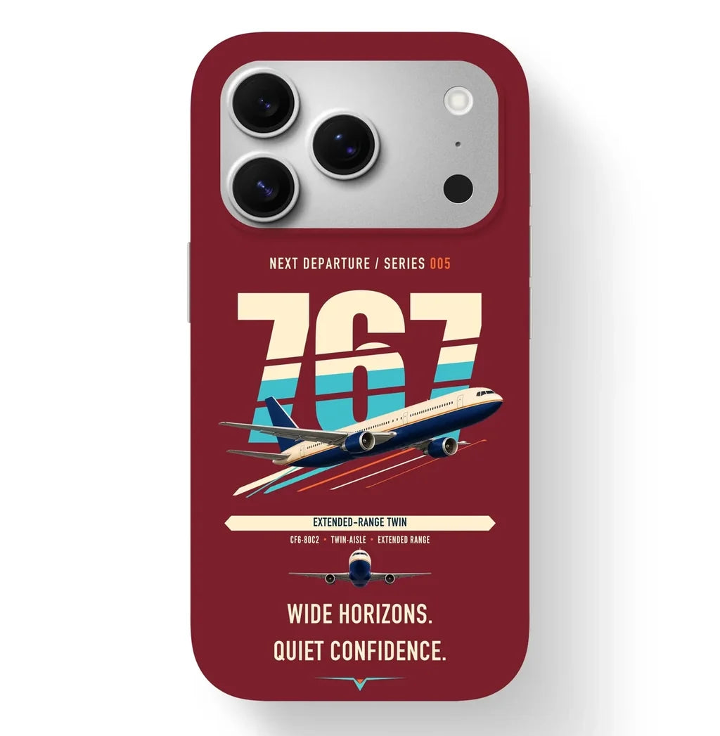 Boeing 767-300ER design on dark red magsafe iphone case