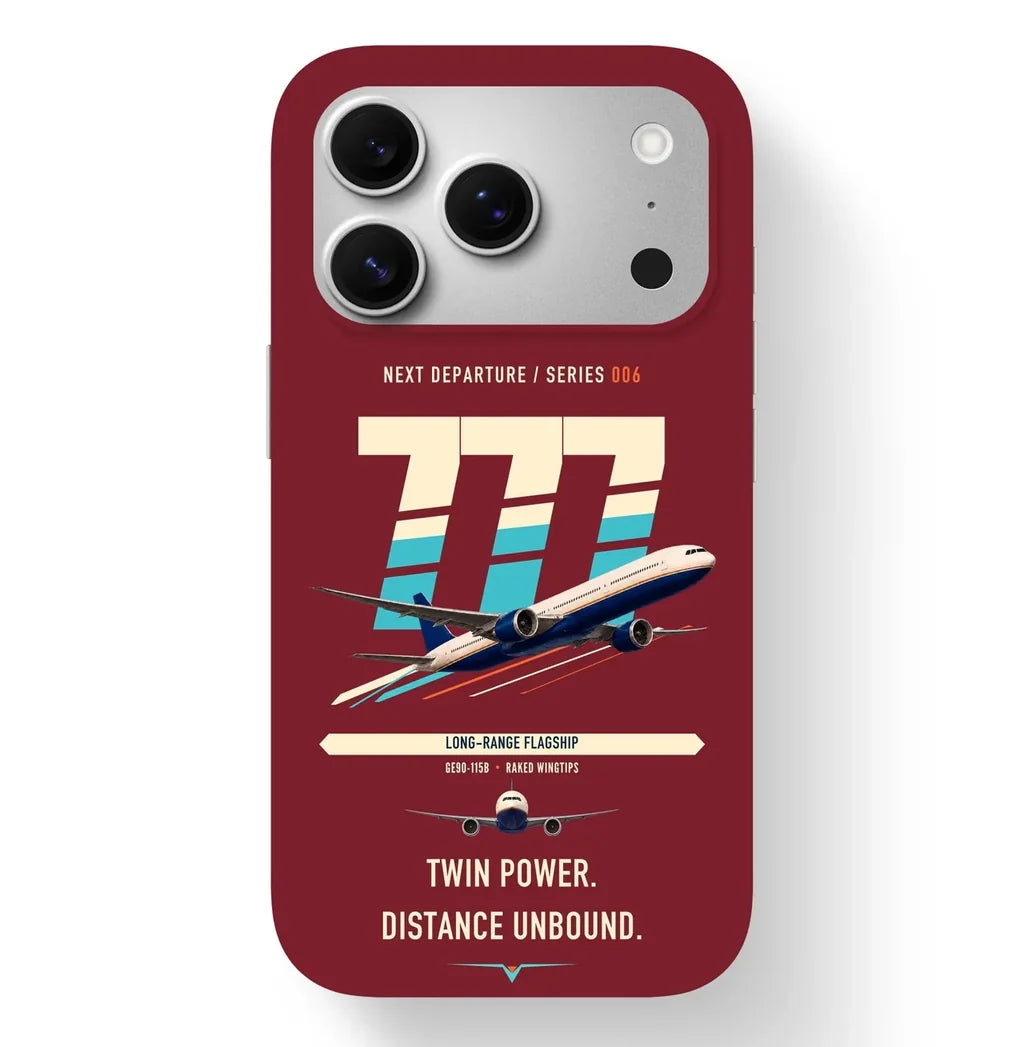 Boeing 777-300ER design on dark red magsafe iphone case
