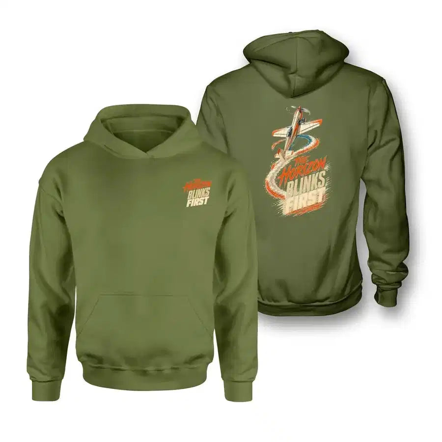 SIGNAL 659 - The Horizon Blinks First - Double-Side Hoodie design on green army double side hoodie