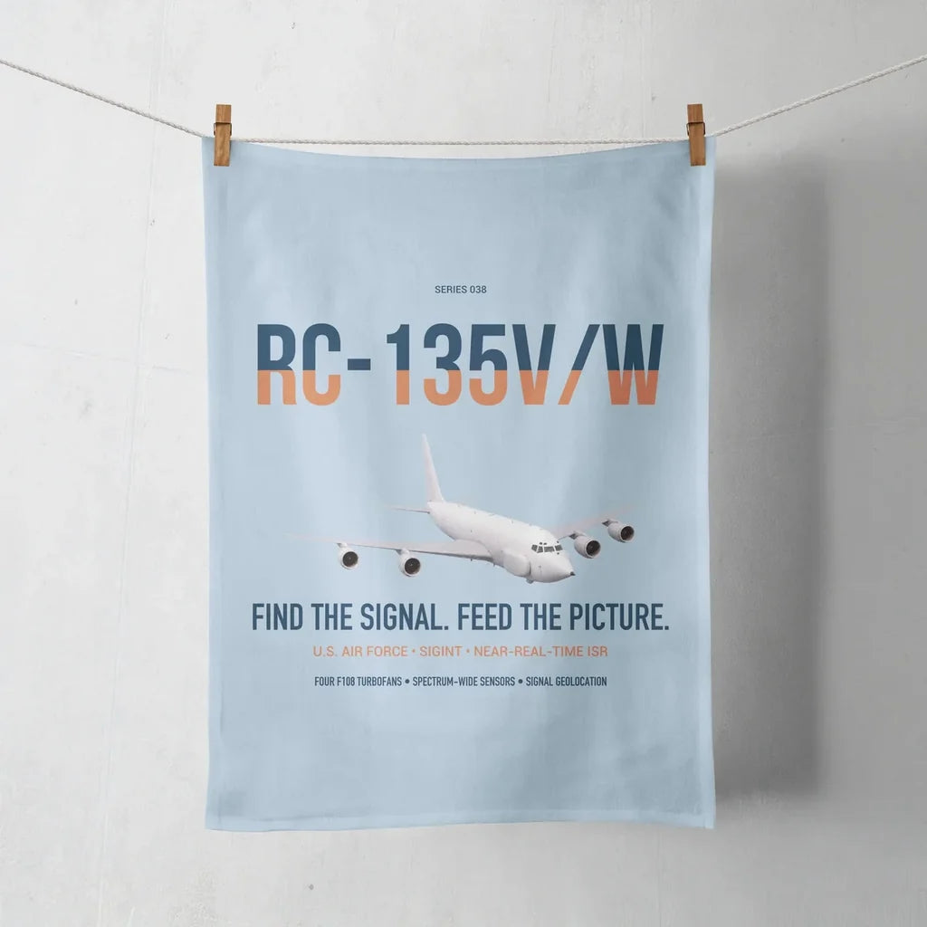RC-135V W Rivet Joint design on light blue towel