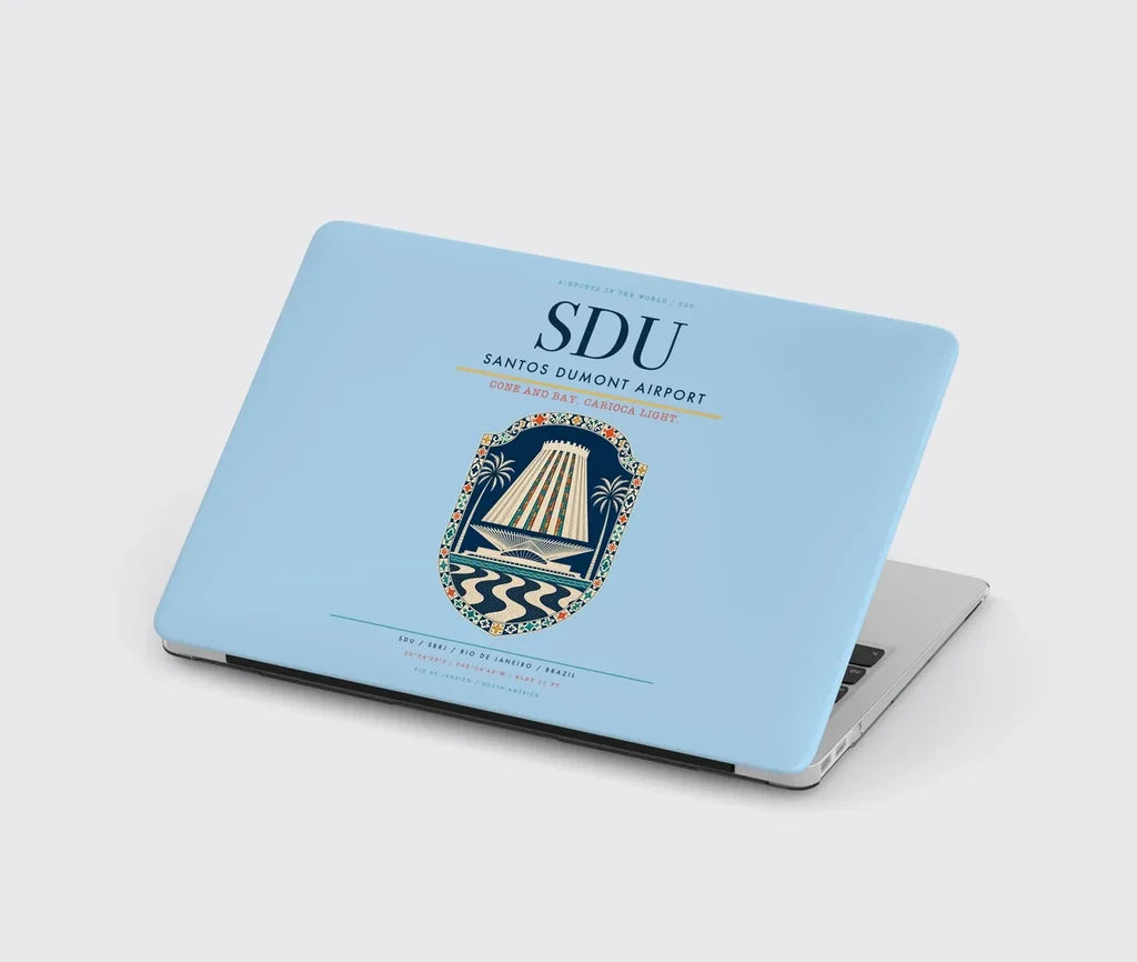 Santos Dumont Airport (SDU) design on light blue MacBook case