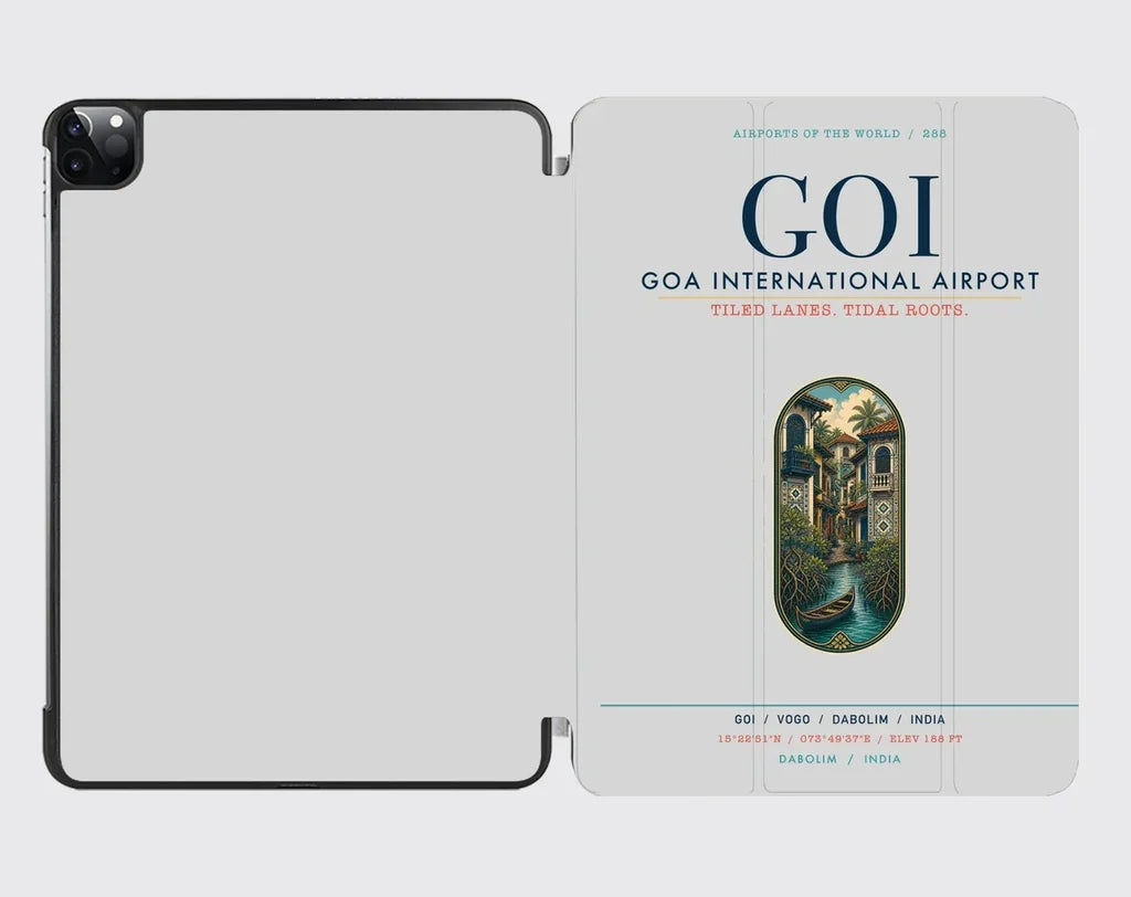 Goa International Airport Dabolim (GOI) design on light gray ipad tablet case